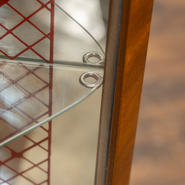 【Rivington リビングトン】鮮やかなプリントの装飾が印象的 ミラーバック ガラスキャビネット /25G