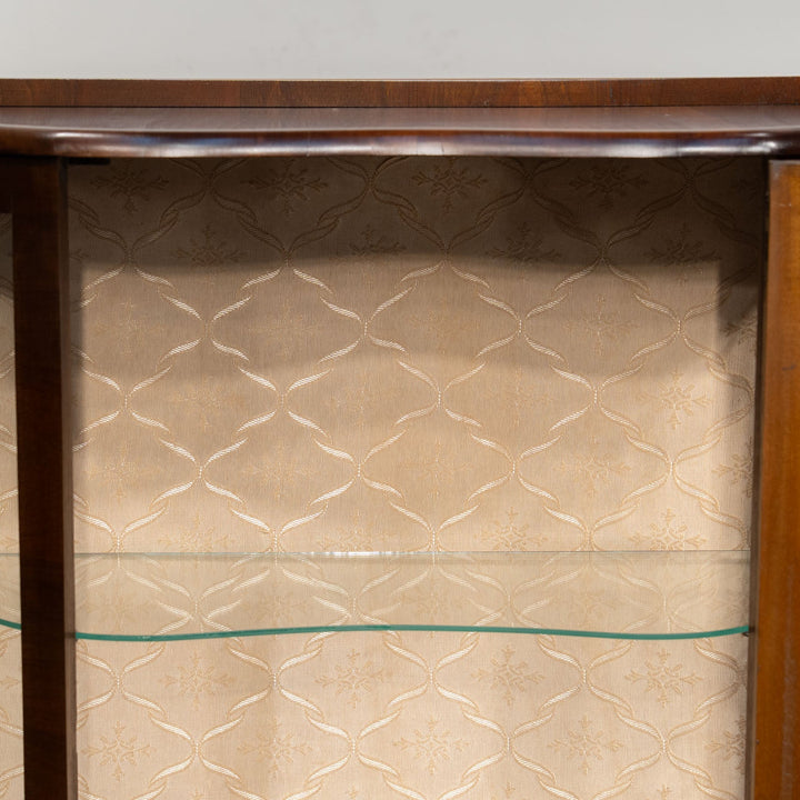 曲線のフロントデザインが優雅 ハーフムーンスタイル ガラスキャビネット /25G