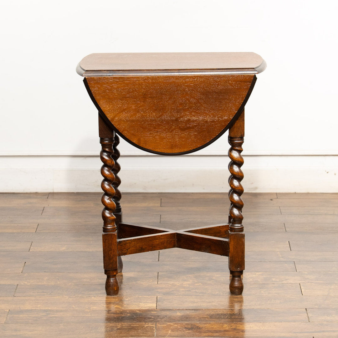 金属のアームが伸びて支える レアモデル オーク ドロップリーフテーブル /25G-A