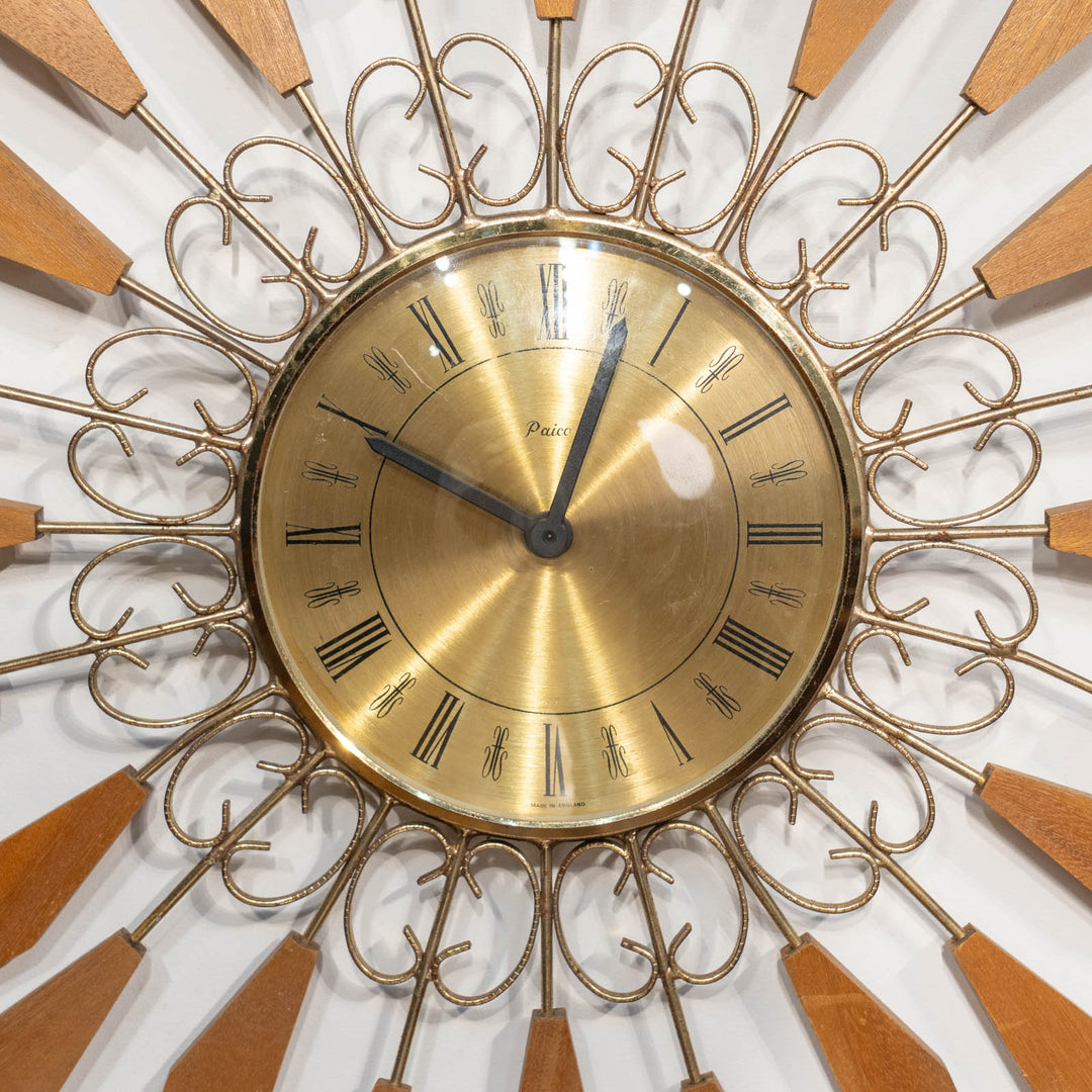 【PAICO パイコ】中央から放射状に広がるデザインが華やか サンバースト ウォールクロック /25G