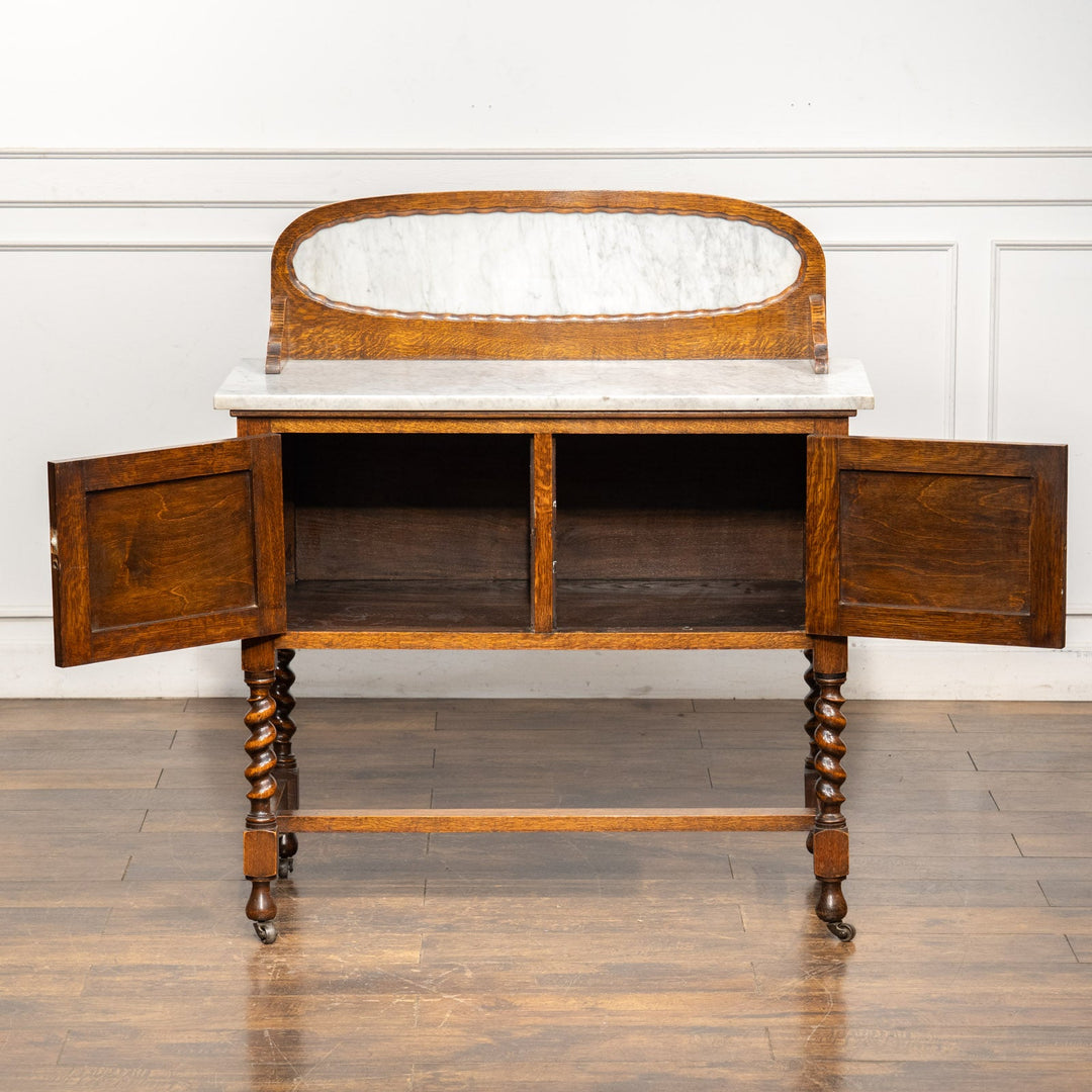 美しい大理石天板が高級感を醸し出す オーク ウォッシュスタンド