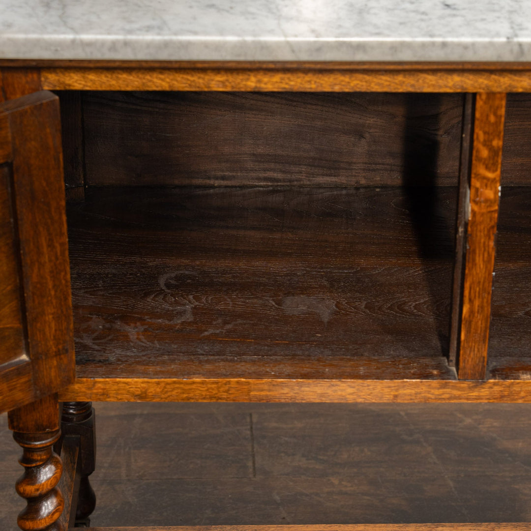 美しい大理石天板が高級感を醸し出す オーク ウォッシュスタンド