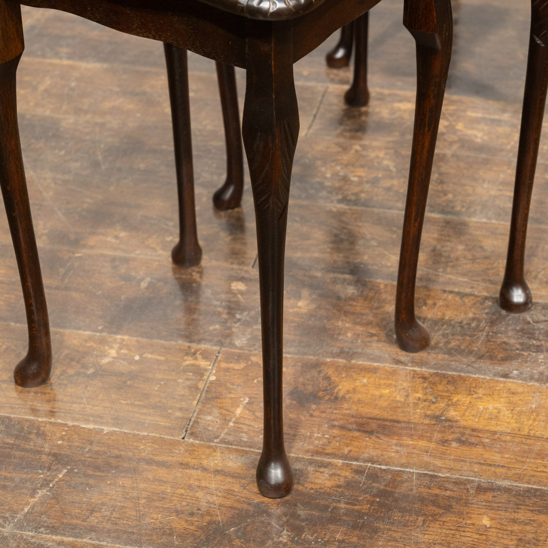 セージグリーンレザー ガラス天板 3段 ネストテーブル /25G