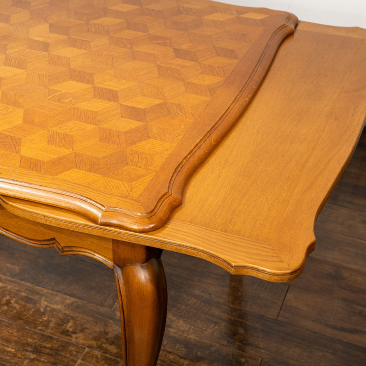 パーケトリー天板やカブリオールレッグが優美 ドローリーフ 伸長式ダイニングテーブル /25G