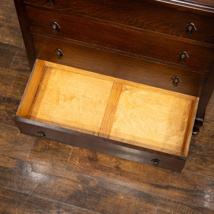 すっきりしたシルエットにカブリオールレッグが上品 オーク 4段チェスト /25G