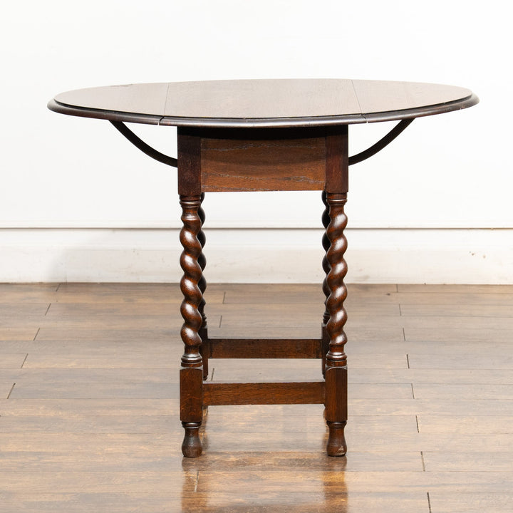 金属のアームが伸びて支える レアモデル オーク ドロップリーフテーブル /25G-B