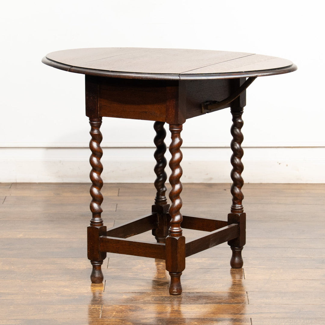 金属のアームが伸びて支える レアモデル オーク ドロップリーフテーブル /25G-B