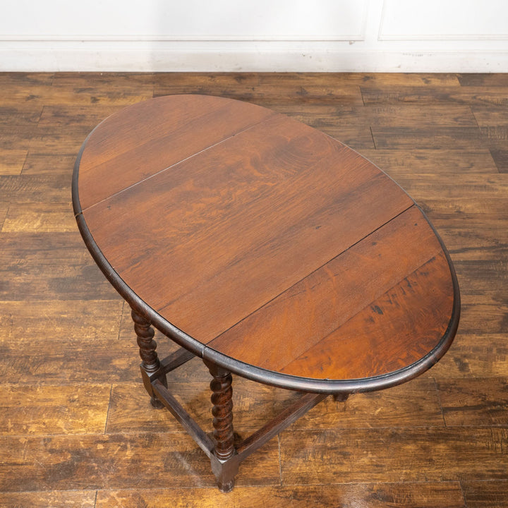 金属のアームが伸びて支える レアモデル オーク ドロップリーフテーブル /25G-B