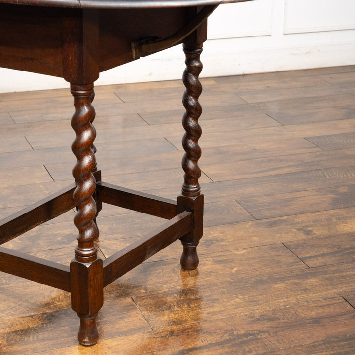 金属のアームが伸びて支える レアモデル オーク ドロップリーフテーブル /25G-B