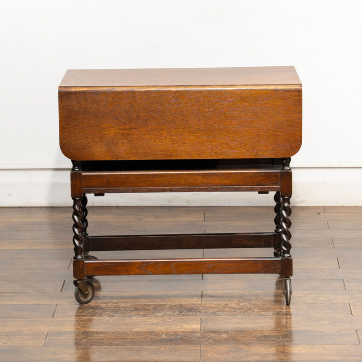 クラシカルなフォルムにツイスト装飾が美しい オーク ドロップリーフ ティートローリー /25G