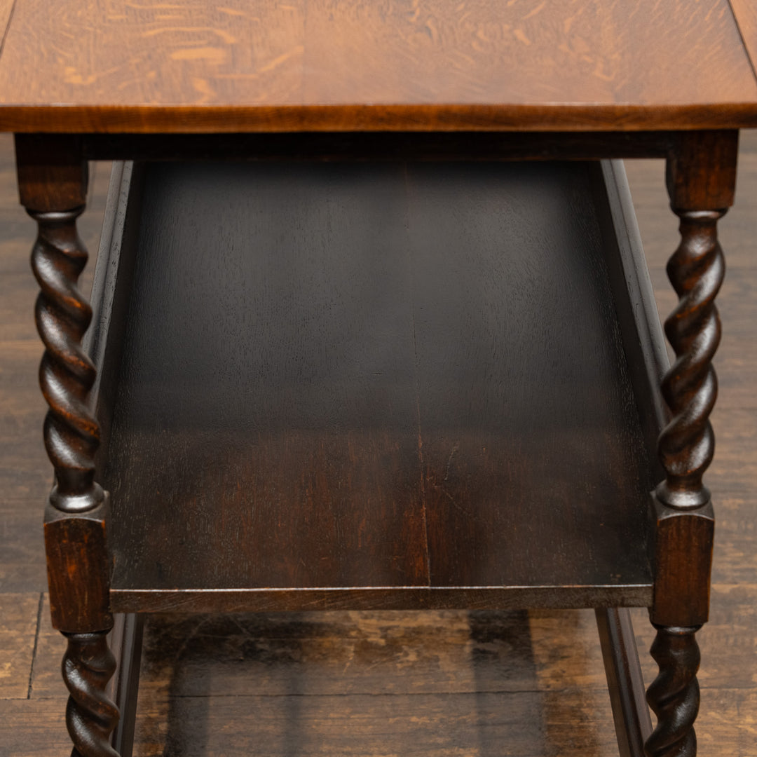 クラシカルなフォルムにツイスト装飾が美しい オーク ドロップリーフ ティートローリー /25G