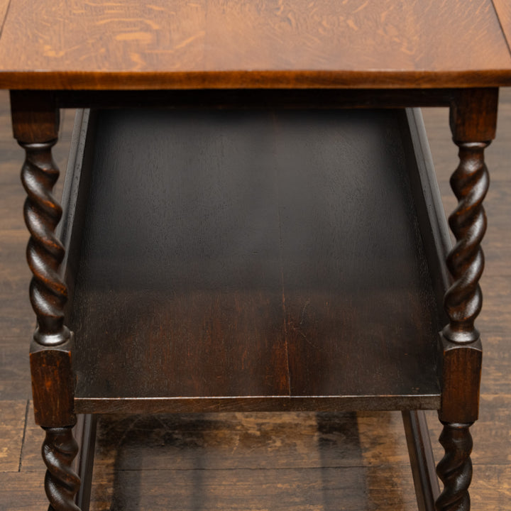 クラシカルなフォルムにツイスト装飾が美しい オーク ドロップリーフ ティートローリー /25G