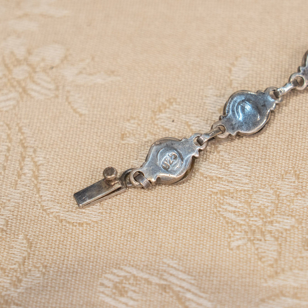 幻想的な深紅の柘榴石が華やか シルバー ガーネット ブレスレット /25G