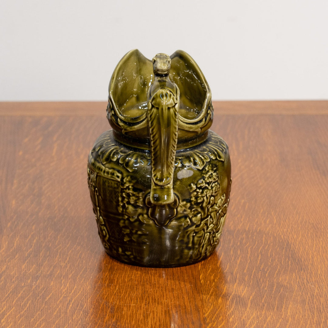 【Arthur Wood アーサーウッド】取っ手の馬頭モチーフが印象的 グリーン ウォータージャグ /25G