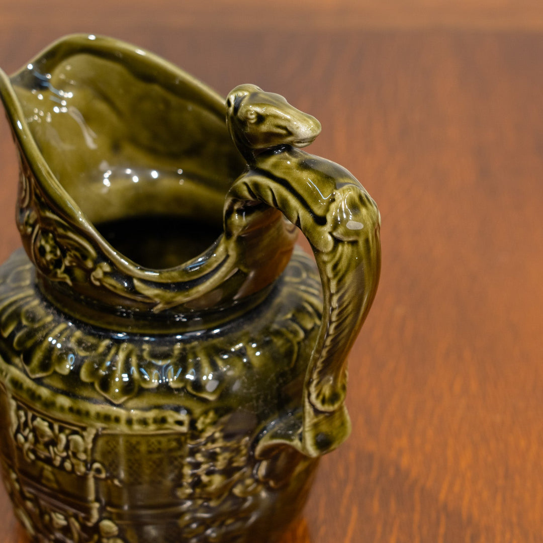 【Arthur Wood アーサーウッド】取っ手の馬頭モチーフが印象的 グリーン ウォータージャグ /25G