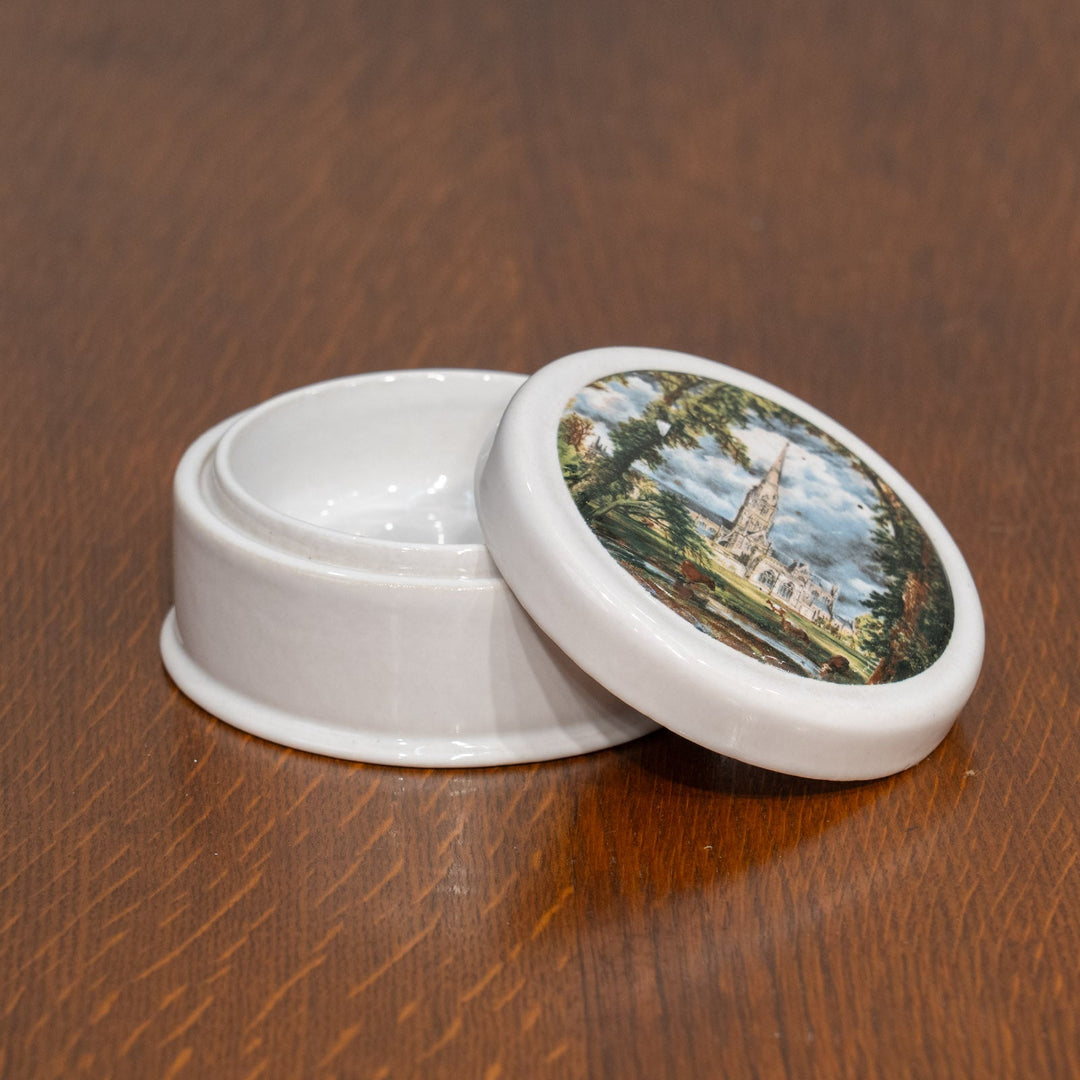 蓋に素朴な風景が描かれた アンチョビペースト入れ 蓋付きポット /25G-B