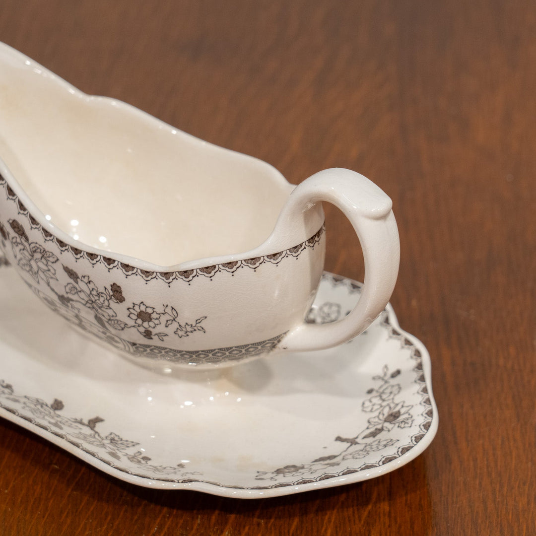 【COPELAND SPODE コープランドスポード CHINESE ROSE チャイニーズローズ】ブラウン ソースボート&スタンド /25G