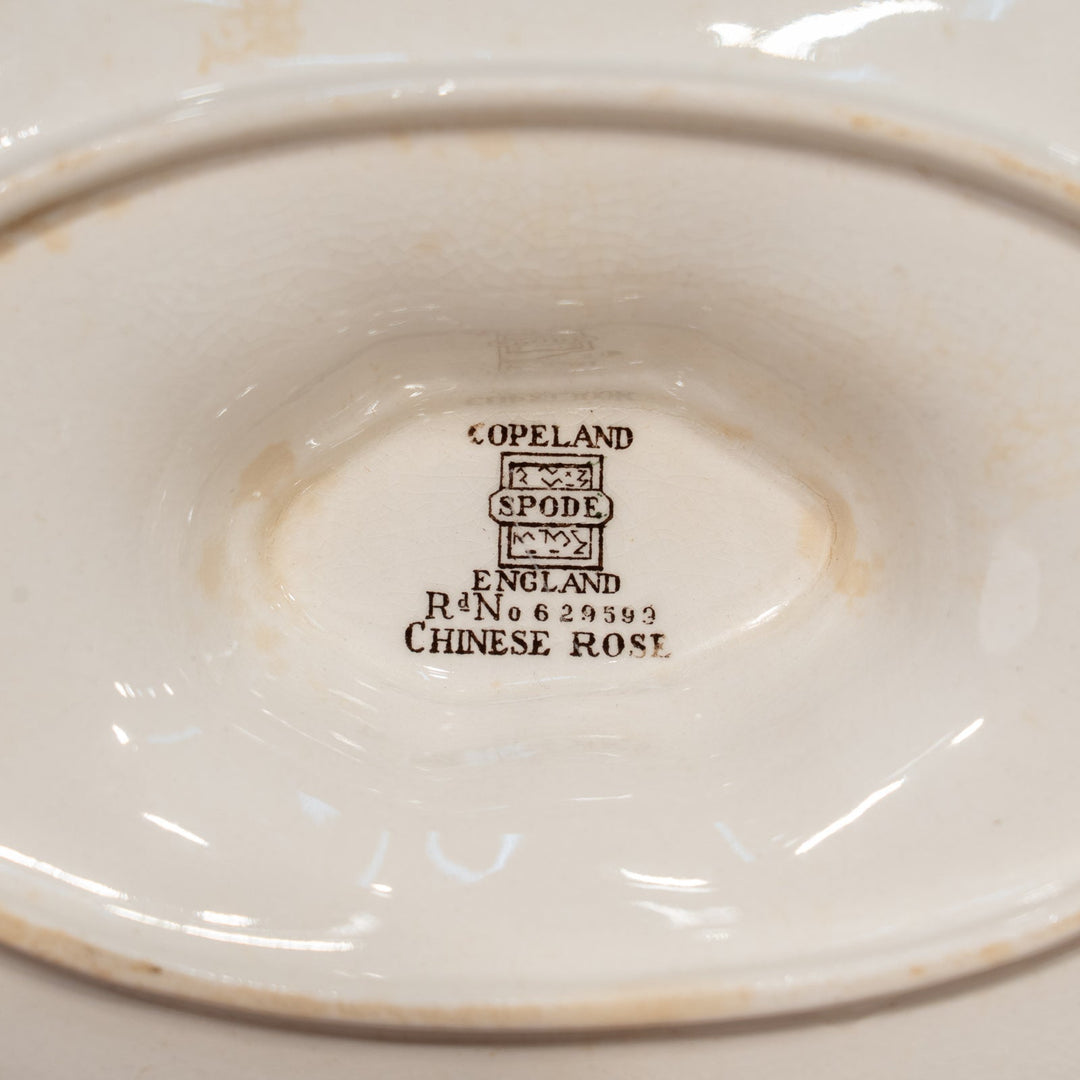 【COPELAND SPODE コープランドスポード CHINESE ROSE チャイニーズローズ】ブラウン ソースボート&スタンド /25G
