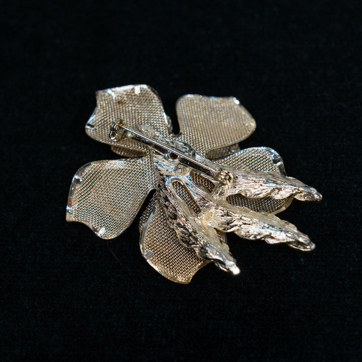 メッシュの花びらが涼やか フラワーモチーフ アンティークブローチ /25G