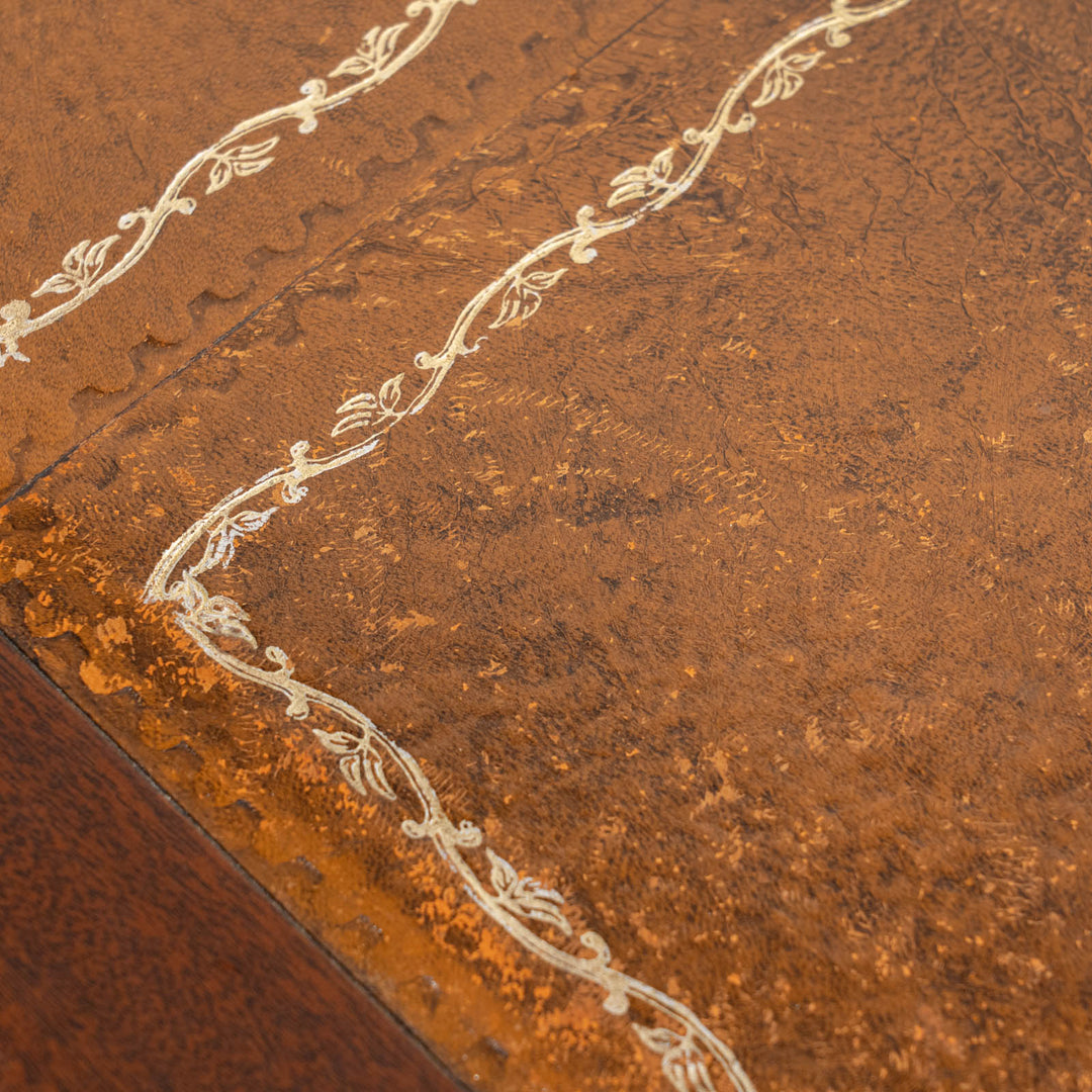 伝統的な美しく重厚感のあるデザイン レザートップ ペデスタルデスク /25F