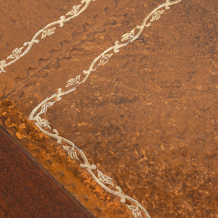 伝統的な美しく重厚感のあるデザイン レザートップ ペデスタルデスク /25F