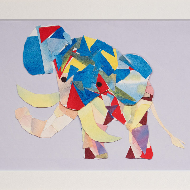 オバケのタムタム 「パッチワークゾウさん」 複製版画作品（ジグレー版画）パラリンアート A4
