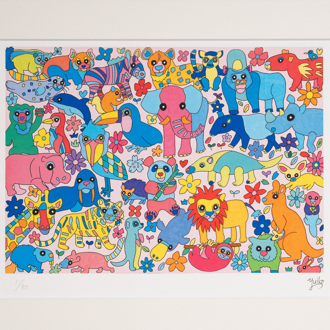 yuiko 「Happiness」 サイン入り複製版画作品（ジグレー版画） パラリンアート A3