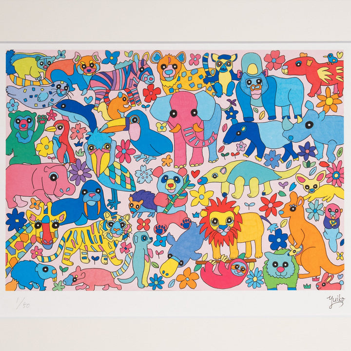 yuiko 「Happiness」 サイン入り複製版画作品（ジグレー版画） パラリンアート A3