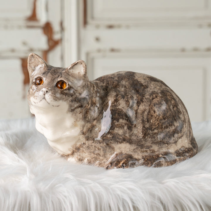 【Winstanley Cat ウィンスタンレイ キャット】ぽってりとした背中の丸いフォルムが可愛い シルバータビー 長毛 サバトラ猫 /25J