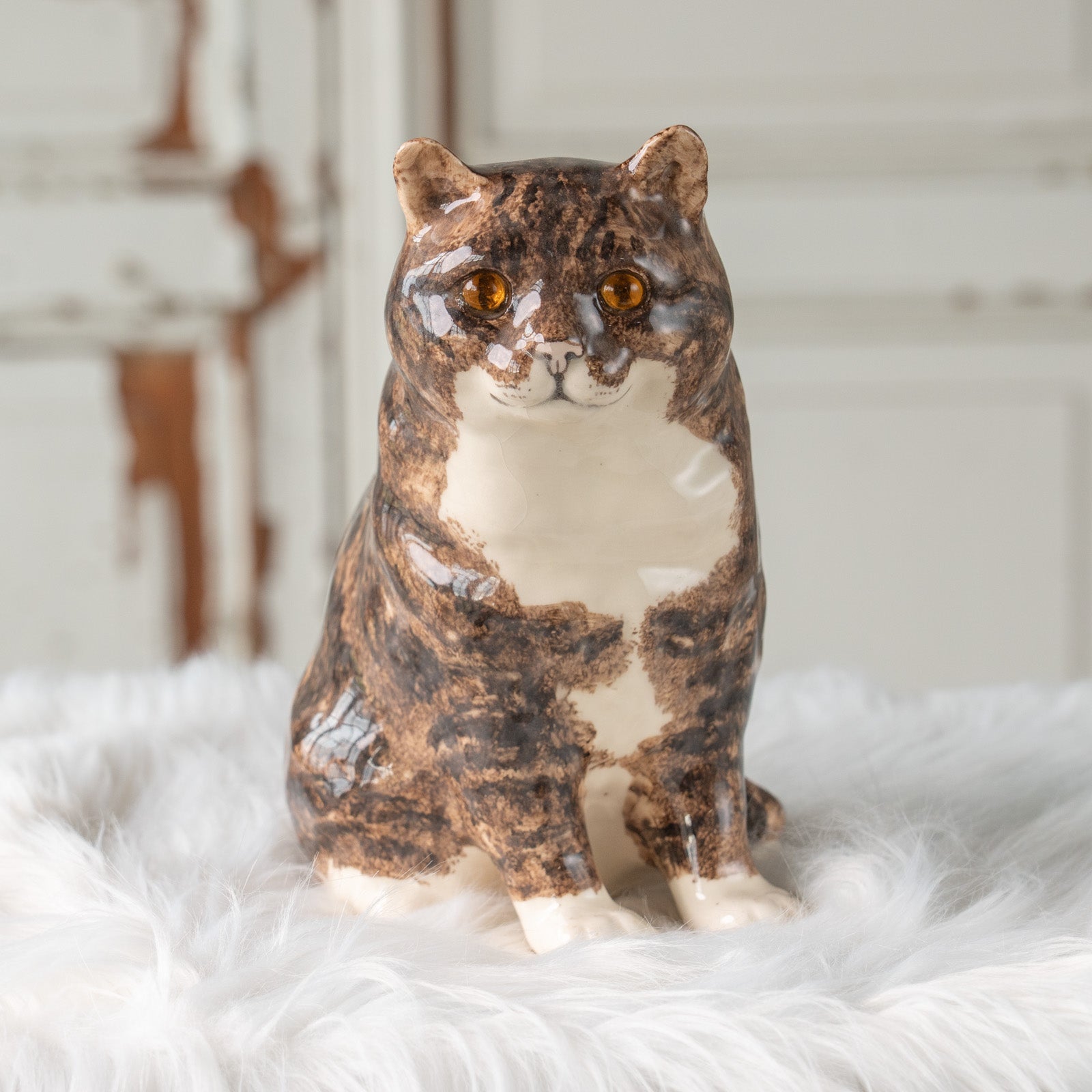 英国 WINSTANLEY キャット ブラウン タビー 陶器 猫 オブジェ フィギュリン 置物 ウィンスタンレー Tabby ディスプレイ イギリス 86814 Tabby cat タビーキャット フィギュリン｜ウィンスタンレー WINSTANLEY