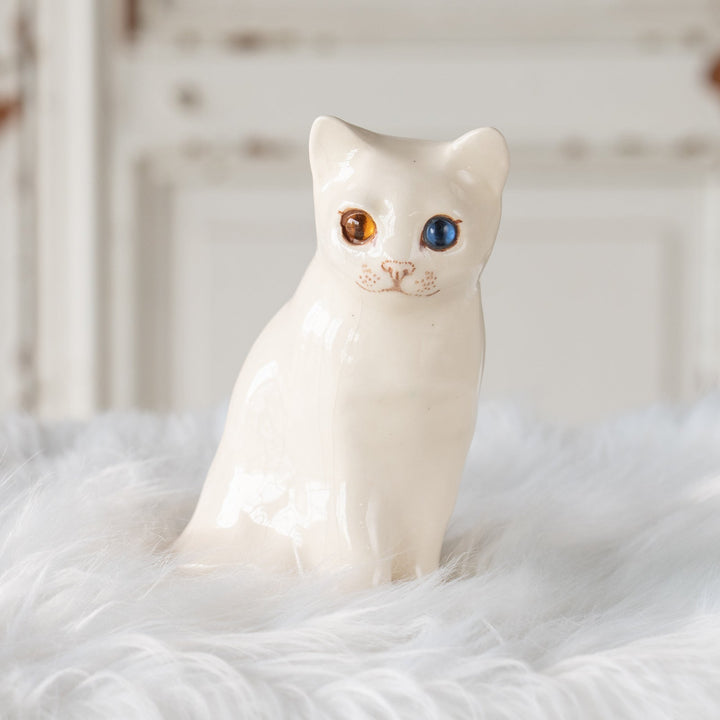 【Winstanley Cat ウィンスタンレイ キャット】きりっとした瞳でこちらを見つめる オッドアイ スノーウィー 白猫 /25J