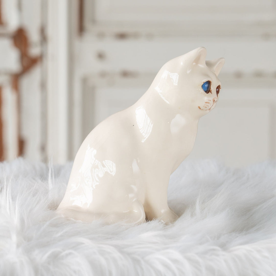 【Winstanley Cat ウィンスタンレイ キャット】こちらを警戒してる表情がリアル オッドアイ スノーウィー 白猫 /25J