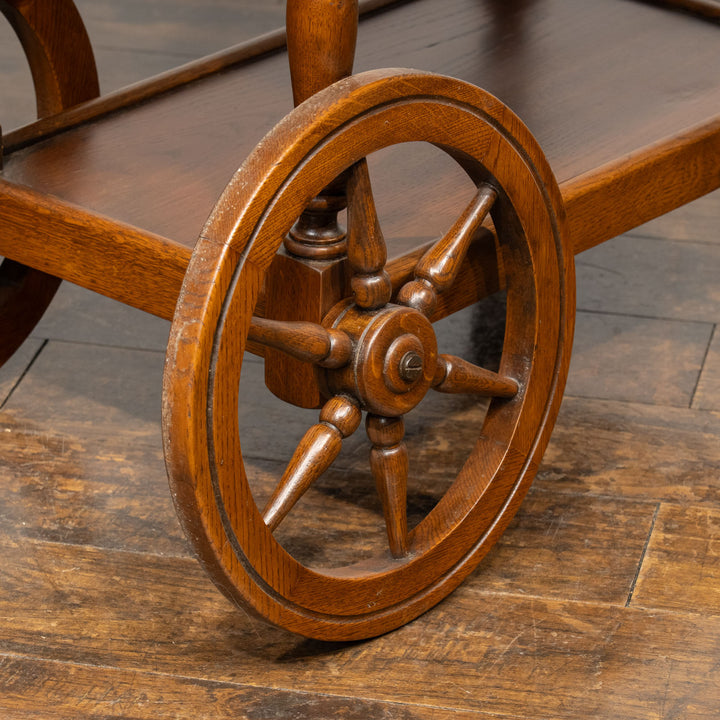 優雅な曲線フォルムと車輪デザインが印象的 ドロップリーフ ティートローリー /25I