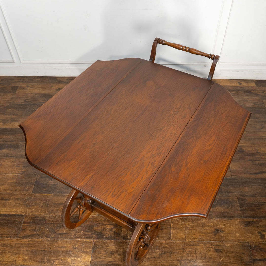 優雅な曲線フォルムと車輪デザインが印象的 ドロップリーフ ティートローリー /25I