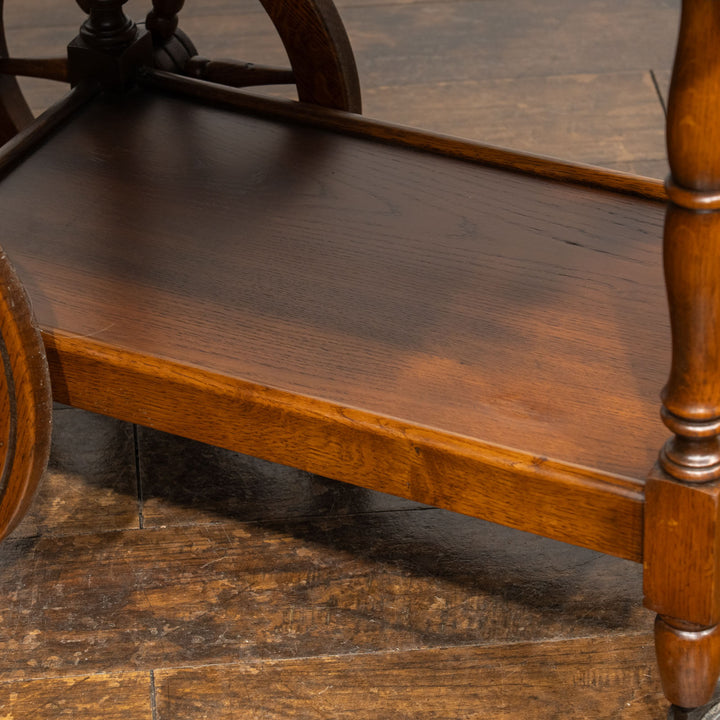 優雅な曲線フォルムと車輪デザインが印象的 ドロップリーフ ティートローリー /25I