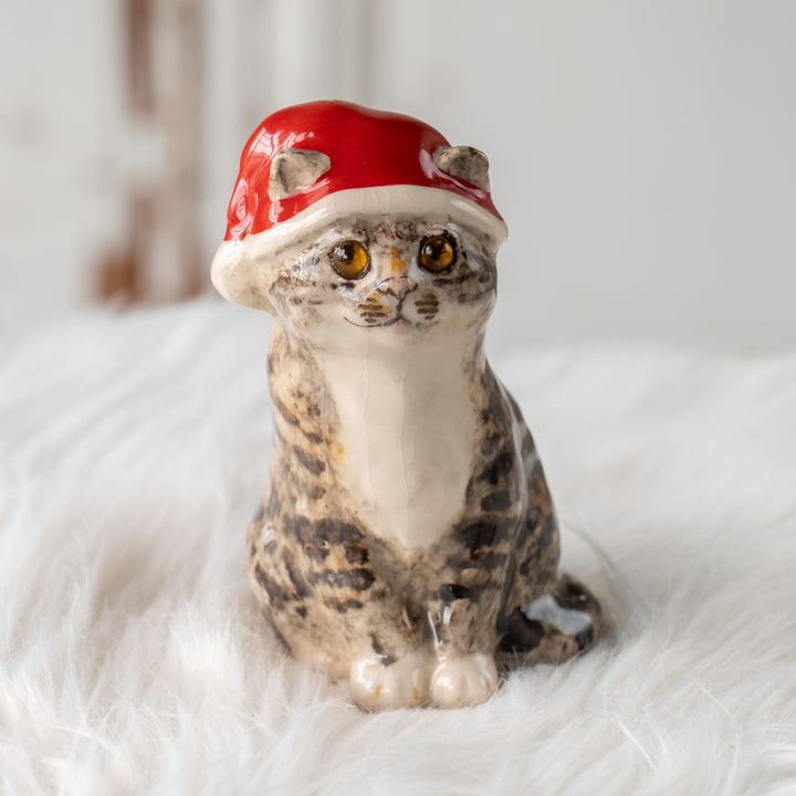【Winstanley Cat ウィンスタンレイ キャット】サンタ帽を被った姿がチャーミング シルバータビー サバトラ猫 /25L