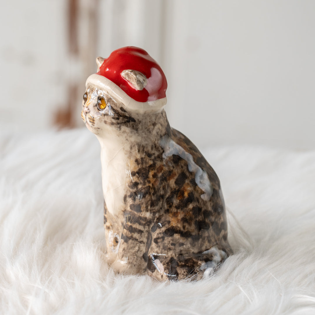 【Winstanley Cat ウィンスタンレイ キャット】サンタ帽を被った姿がチャーミング シルバータビー サバトラ猫 /25L