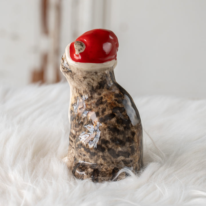 【Winstanley Cat ウィンスタンレイ キャット】サンタ帽を被った姿がチャーミング シルバータビー サバトラ猫 /25L