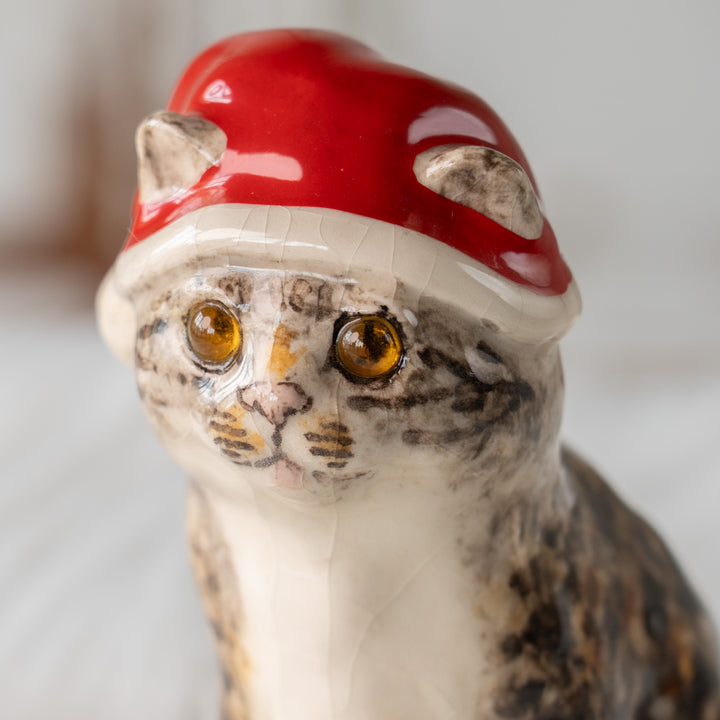 【Winstanley Cat ウィンスタンレイ キャット】サンタ帽を被った姿がチャーミング シルバータビー サバトラ猫 /25L