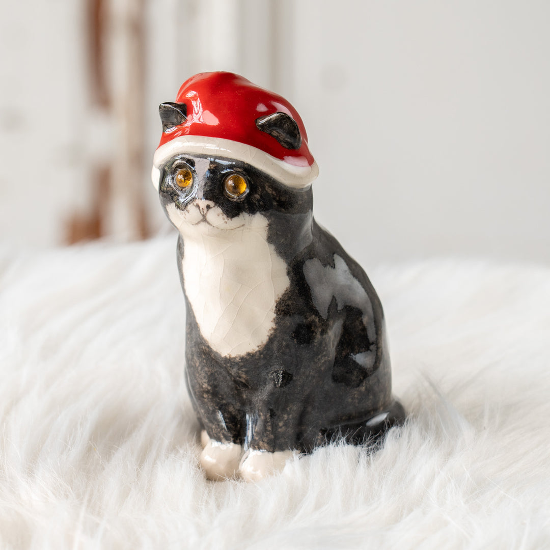 【Winstanley Cat ウィンスタンレイ キャット】サンタ帽を被った姿がチャーミング タキシード 白黒猫 /25L
