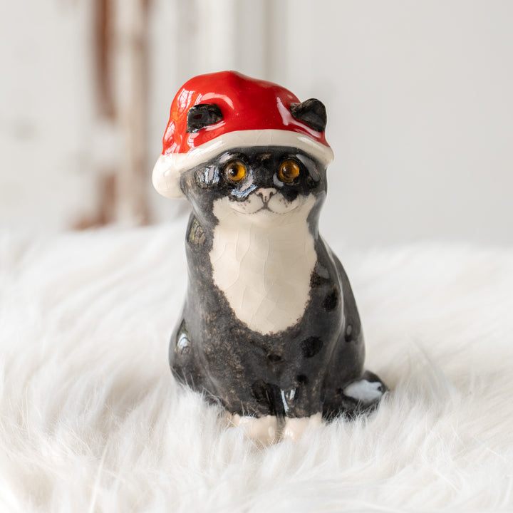 【Winstanley Cat ウィンスタンレイ キャット】サンタ帽を被った姿がチャーミング タキシード 白黒猫 /25L