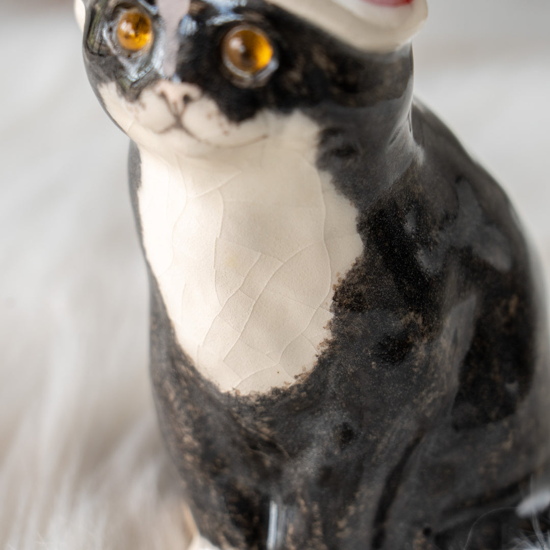 【Winstanley Cat ウィンスタンレイ キャット】サンタ帽を被った姿がチャーミング タキシード 白黒猫 /25L