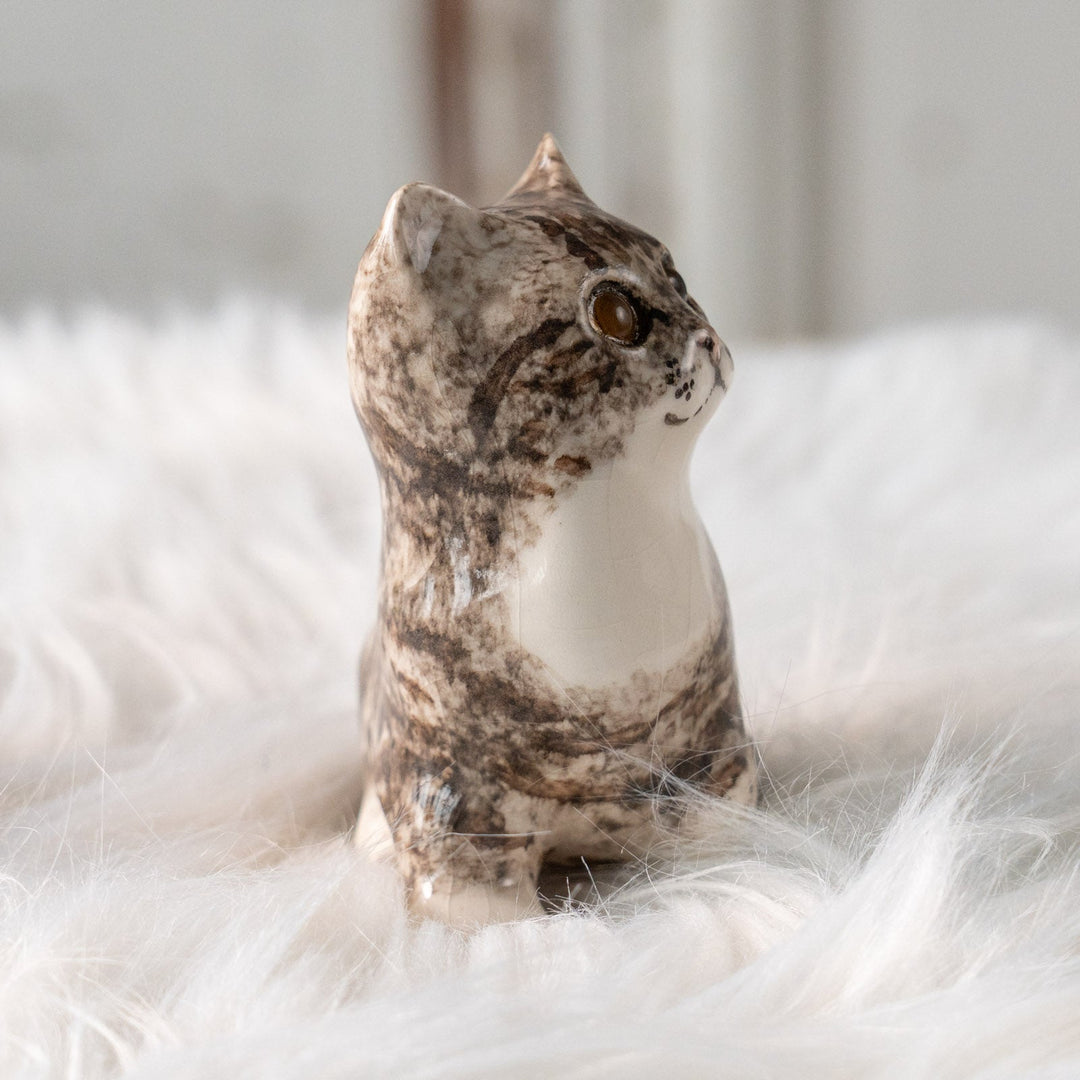 【Winstanley Cat ウィンスタンレイ キャット】片足出してちょこんと座ったキュートなフォルム シルバータビー サバトラ猫 /25L