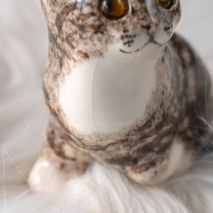 【Winstanley Cat ウィンスタンレイ キャット】片足出してちょこんと座ったキュートなフォルム シルバータビー サバトラ猫 /25L