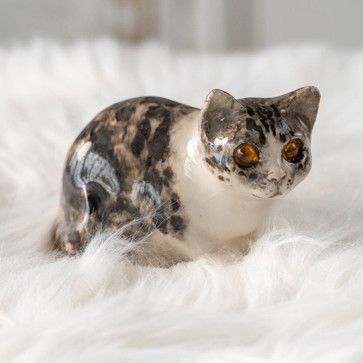 【Winstanley Cat ウィンスタンレイ キャット】じっとこちらを窺うような表情が印象的 シルバータビー サバトラ猫 /25L