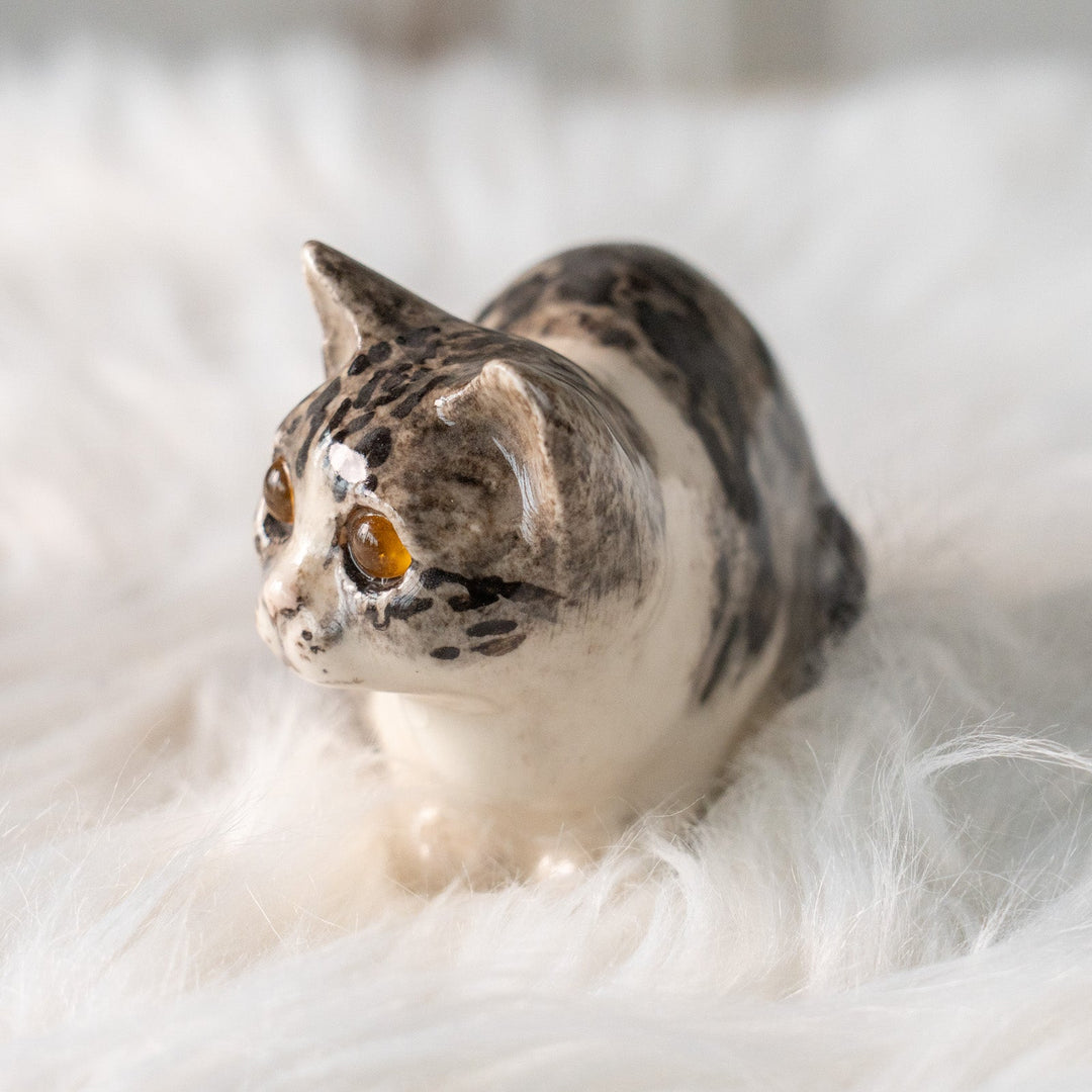 【Winstanley Cat ウィンスタンレイ キャット】じっとこちらを窺うような表情が印象的 シルバータビー サバトラ猫 /25L