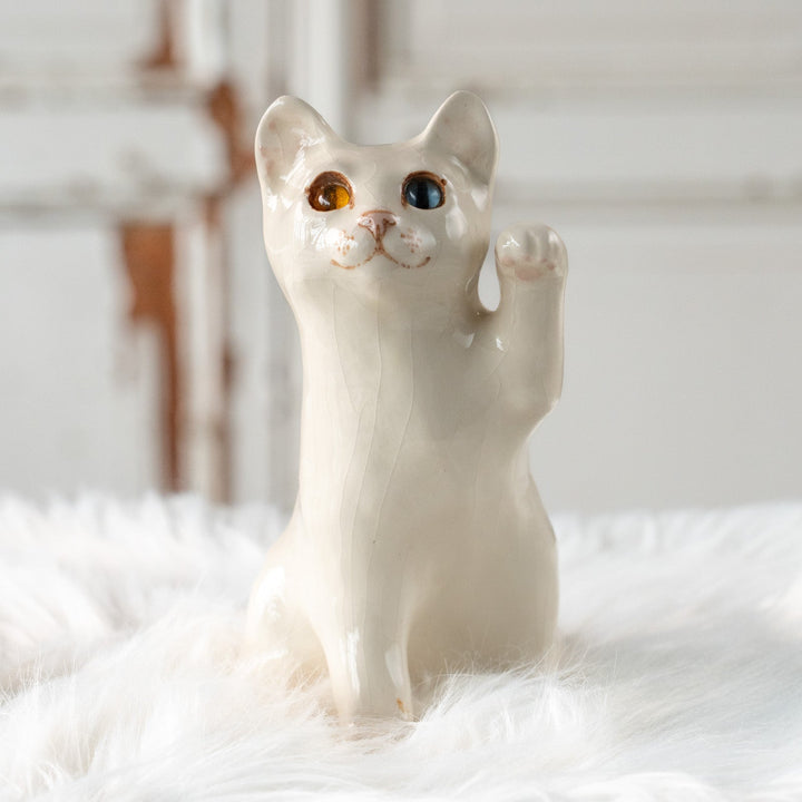 【Winstanley Cat ウィンスタンレイ キャット】招き猫を思わせるフォルムが印象的 オッドアイ スノーウィー 白猫 /25L