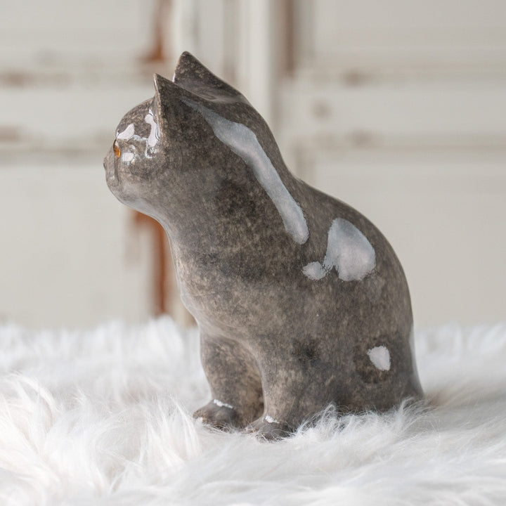 【Winstanley Cat ウィンスタンレイ キャット】きりっとした瞳でこちらを見つめる グレー 灰猫 /25L