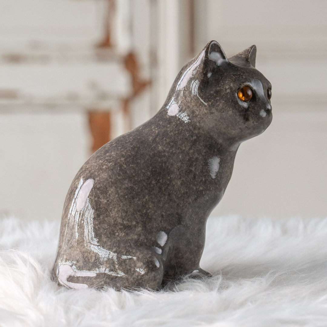 【Winstanley Cat ウィンスタンレイ キャット】きりっとした瞳でこちらを見つめる グレー 灰猫 /25L