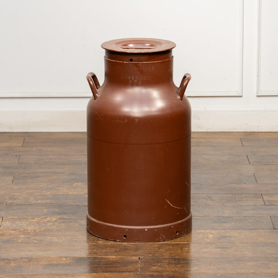 色鮮やかな花々が手描きされた ペイント 蓋付きミルクジャー ブラウン /25L